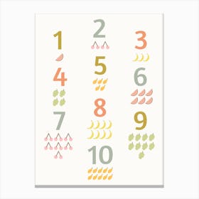 Educational Numbers And Fruits Canvas Print