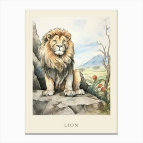 Beatrix Potter Inspired  Animal Watercolour Lion 2 Canvas Print