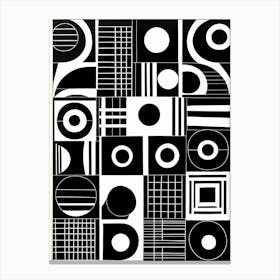 Mid Century Inspired Linocut, Black And White Colors Minimal, 101 Canvas Print