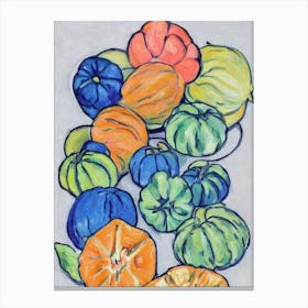 Cantaloupe Vintage Sketch Fruit Canvas Print