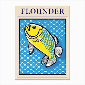 Flounder Seafood Poster Canvas Print