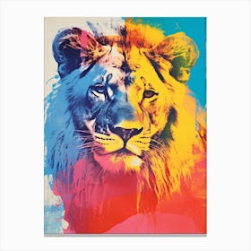 Lion Screen Print Inspired 4 Canvas Print