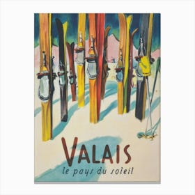 Valais Switzerland Vintage Ski Poster Canvas Print