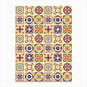 Azulejo - vector tiles, Portuguese tiles, Mexican Tile Pattern 2 Canvas Print