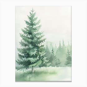 Fir Tree Atmospheric Watercolour Painting 2 Canvas Print