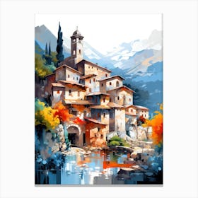 Village In The Mountains Canvas Print