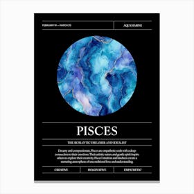 Aquamarine Crystal Gem, Pisces Zodiac Sign Canvas Print