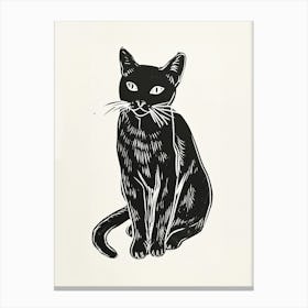 Burmese Cat Linocut Blockprint 3 Canvas Print