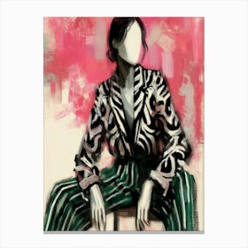 Woman In Zebra Suit Canvas Print