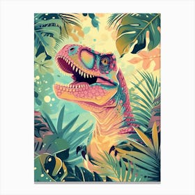 Pastel Watercolour Tyrannosaurus Rex Dinosaur  2 Canvas Print
