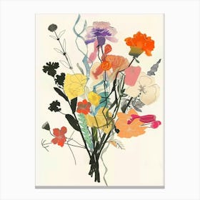 Marigold 2 Collage Flower Bouquet Canvas Print