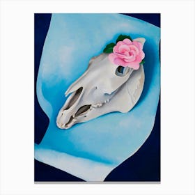 Georgia OKeeffe - Horses Skull with Pink Rose 1 Canvas Print