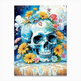 Surrealist Floral Skull Painting (53) Canvas Print