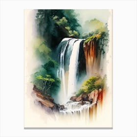 Anisakan Falls, Myanmar Water Colour  (3) Canvas Print