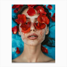 Rose Petals On The Face Canvas Print