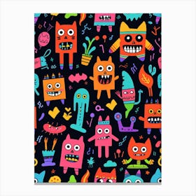 Monsters Seamless Pattern 2 Canvas Print