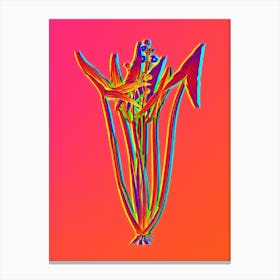Neon Arrowhead Botanical in Hot Pink and Electric Blue Canvas Print