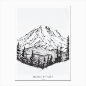Mount Shasta Usa Color Line Drawing 8 Poster Canvas Print