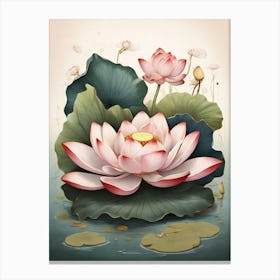 Lotus Flower Illustration Art Print 1 Canvas Print