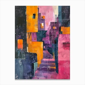 Abstract Painting, Acrylic On Canvas, Purple Color Canvas Print