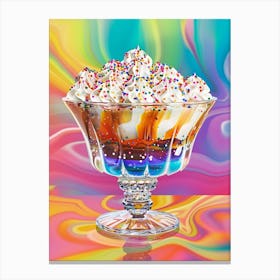 Rainbow Layered Jelly Trifle Retro Collage 3 Canvas Print