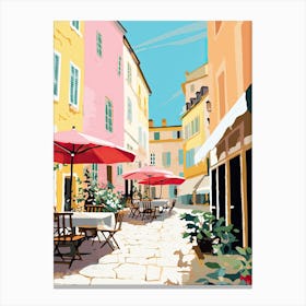 Nice, France, Flat Pastels Tones Illustration 3 Canvas Print
