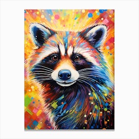 A Common Raccoon Vibrant Paint Splash 3 Canvas Print