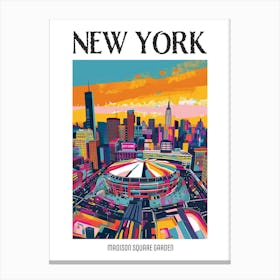 Madison Square Garden New York Colourful Silkscreen Illustration 1 Poster Canvas Print