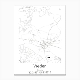 Vreden,Germany Minimalist Map Canvas Print