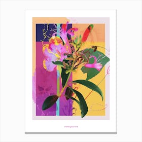 Honeysuckle 4 Neon Flower Collage Poster Canvas Print