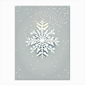 Snowfall, Snowflakes, Retro Minimal 1 Canvas Print