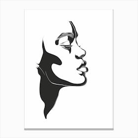 Abstract face Line Art - Abstract Face Line Drawing Canvas Print