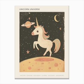 Unicorn In Space Muted Pastels 2 Poster Canvas Print