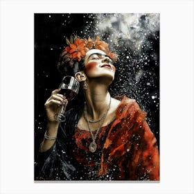 Frida Kahlo and wine Canvas Print