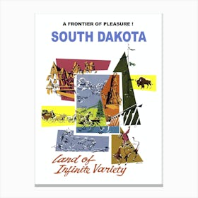 South Dakota, Collage Of Tourtist Attractions Canvas Print