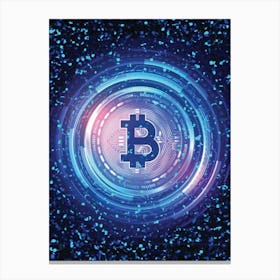 Bitcoin On Blue Background Canvas Print