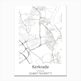 Kerkrade,Netherlands Minimalist Map Canvas Print