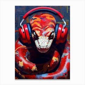 Snake With Headphones animal Canvas Print