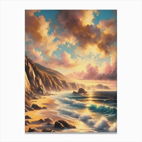 A Rocky Beach Cove At Sunset Canvas Print