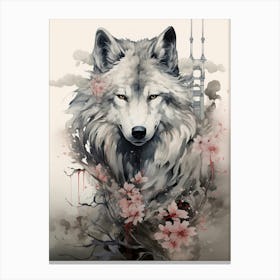 Honshu Wolf Chiaroscuro 1 Canvas Print