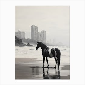 A Horse Oil Painting In Panema Beach, Brazil, Portrait 1 Canvas Print