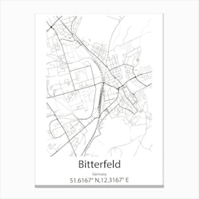 Bitterfeld,Germany Minimalist Map Canvas Print