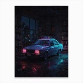 Police Car In A Library Canvas Print