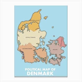 Political Map Of Denmark Canvas Print