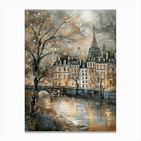 Kitsch Paris Cityscape Brushstroke 4 Canvas Print
