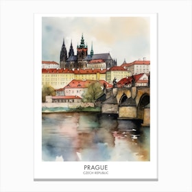 Prague Watercolour Travel Poster 2 Canvas Print