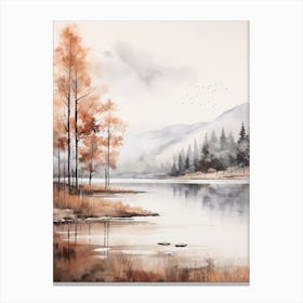 Lake In The Woods In Autumn, Painting 44 Canvas Print