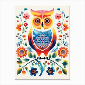 Scandinavian Bird Illustration Owl 3 Canvas Print
