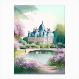 Château De Chantilly Gardens, 1, France Pastel Watercolour Canvas Print