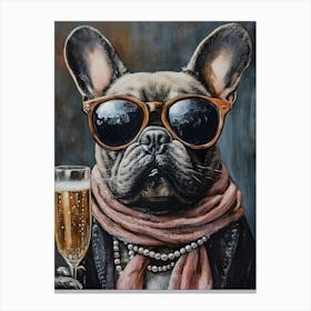 Whimsical Frenchies At The Bar 4 Canvas Print